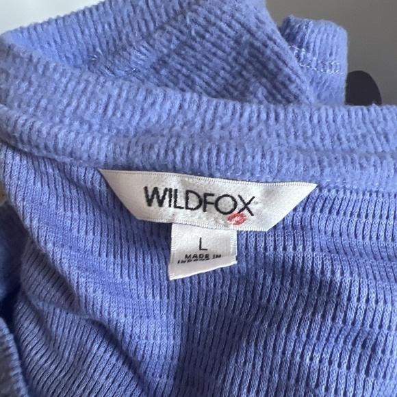 Wildfox Haley Brushed Top V-Neck Long Sleeve Stretch Pullover Purple Women L - Picture 7 of 7